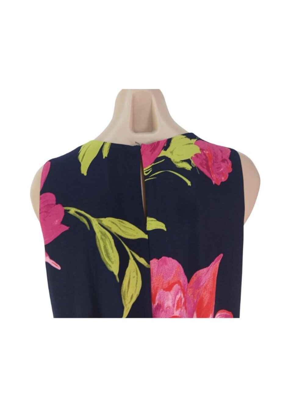 Anne Klein Womens Navy Multicolor Dress Size 12 Sleeveless Floral A Line - Picture 11 of 15